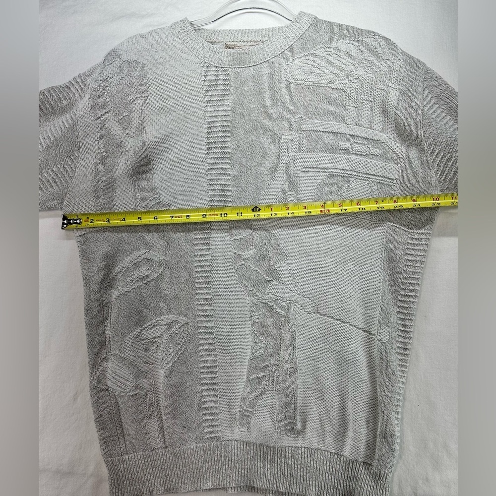 Vintage Shenandoah All Over Golf Pullover Sweater Made USA Tan Cream Mens Medium - Picture 4 of 10